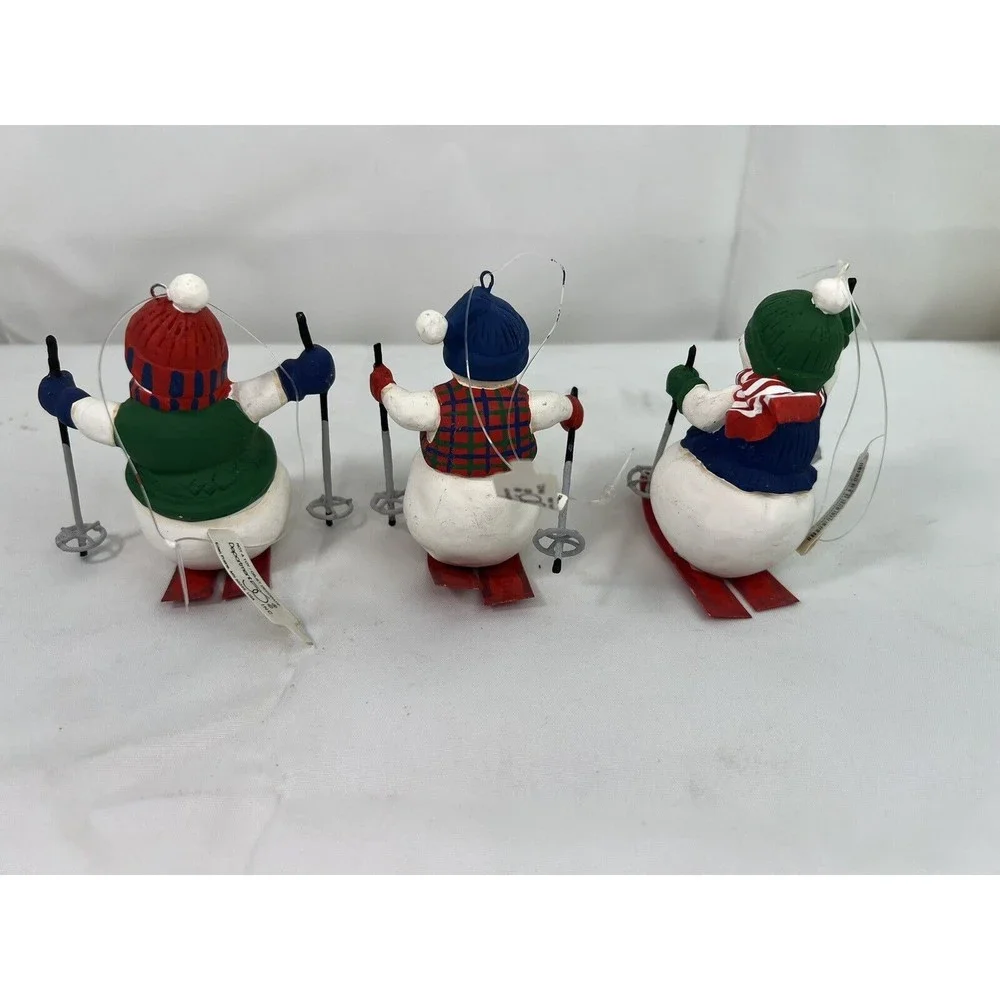 Lot Of 3 Department 56 Christmas Ornaments Skiing Snowmen NOS VTG Retired - Picture 5 of 7